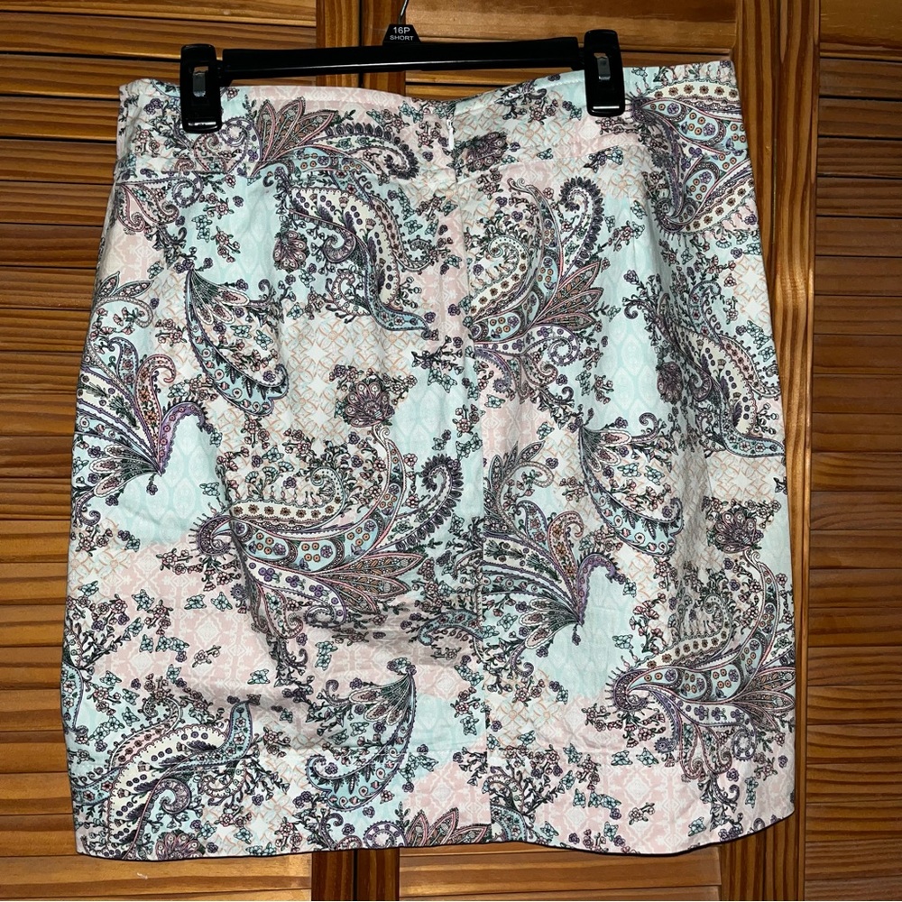 Talbots Multi Colored Paisley Skirt With Pockets Size 12 - Picture 2 of 10